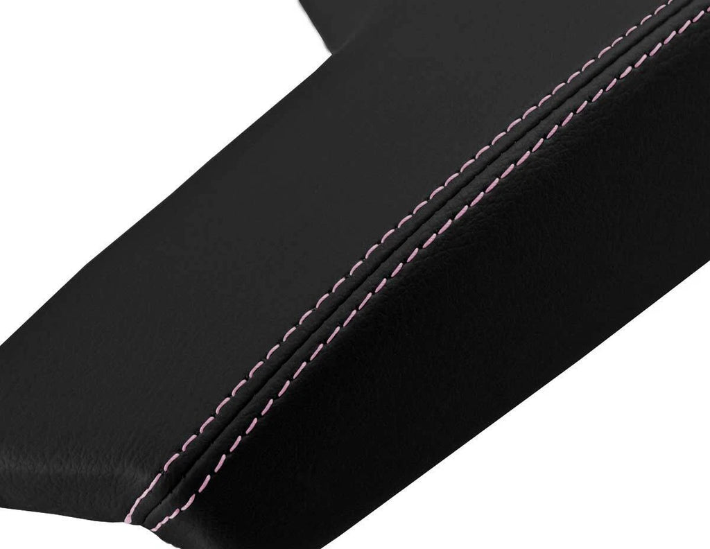 Leather Console Lid Armrest Cover for Buick Regal (2011–2017) Black Pink Stitch
