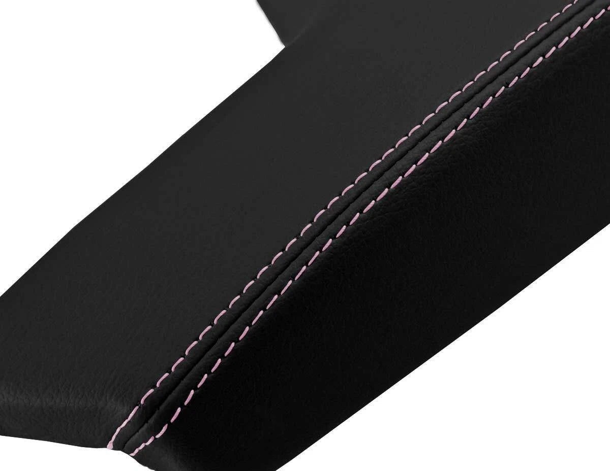 Leather Console Lid Armrest Cover for Buick Regal (2011–2017) Black Pink Stitch
