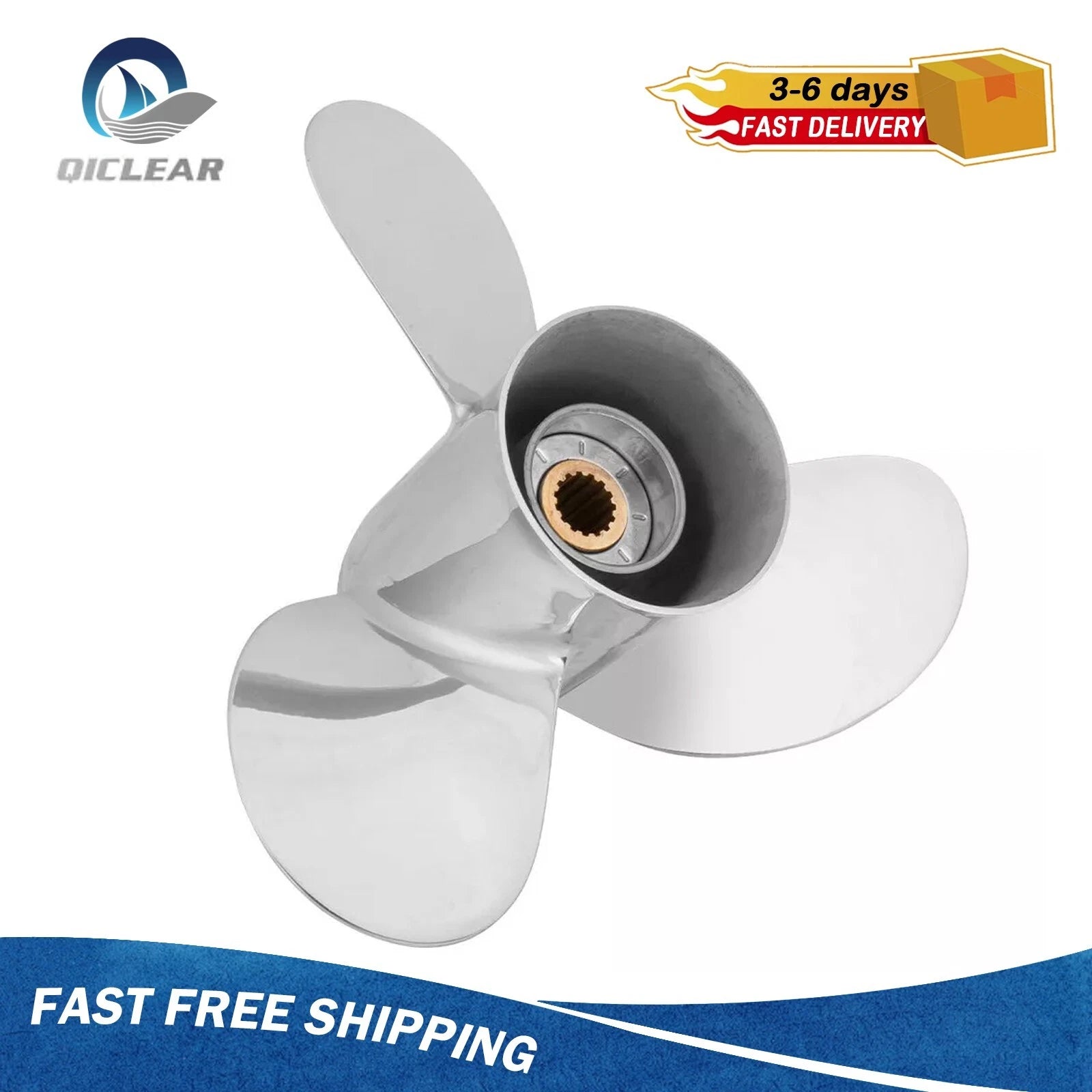 13 x 21 Stainless Steel Boat Propeller for Yamaha Outboard (50-130 HP)