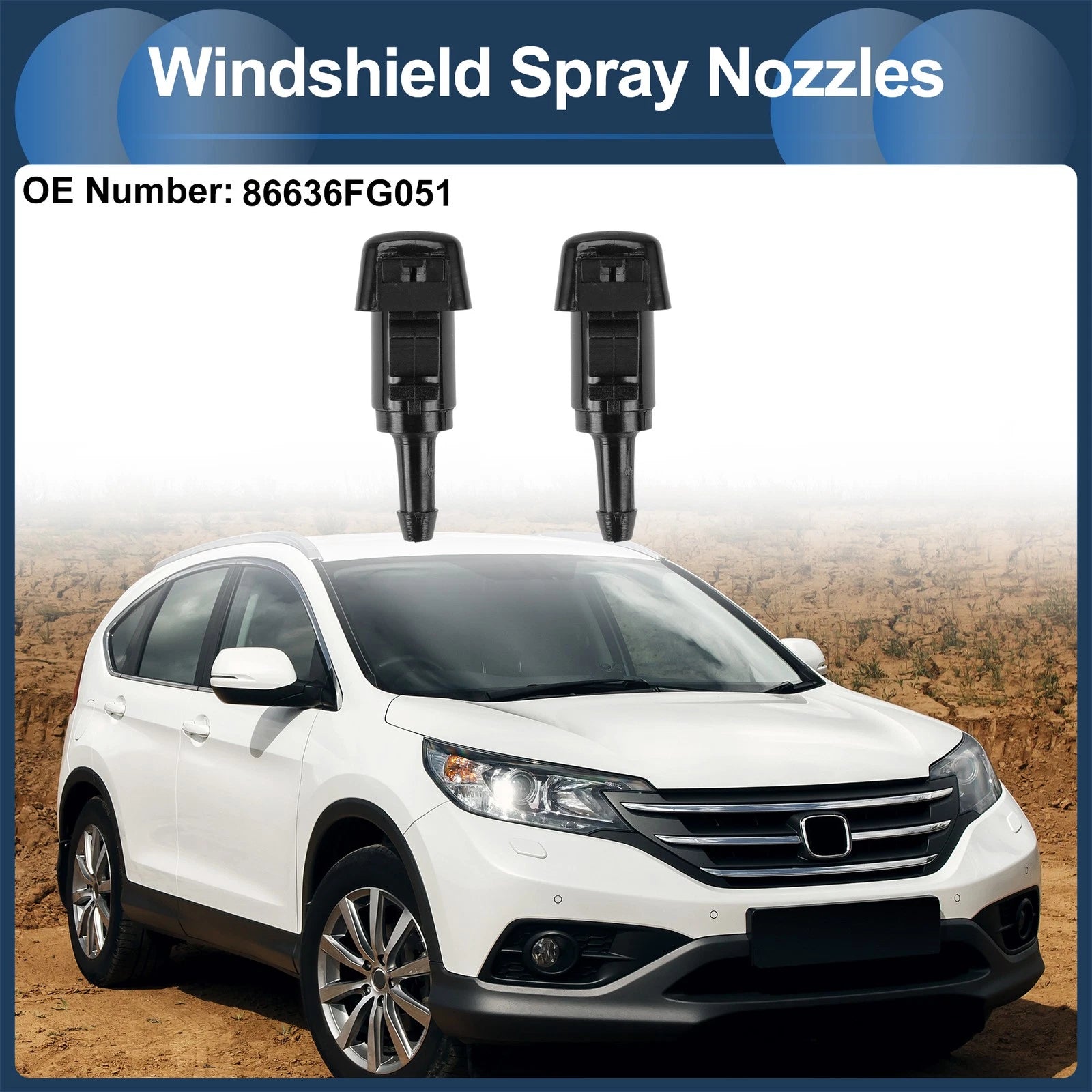 Windshield Washer Nozzle Set with Gasket for Subaru (No. 86636FG051)