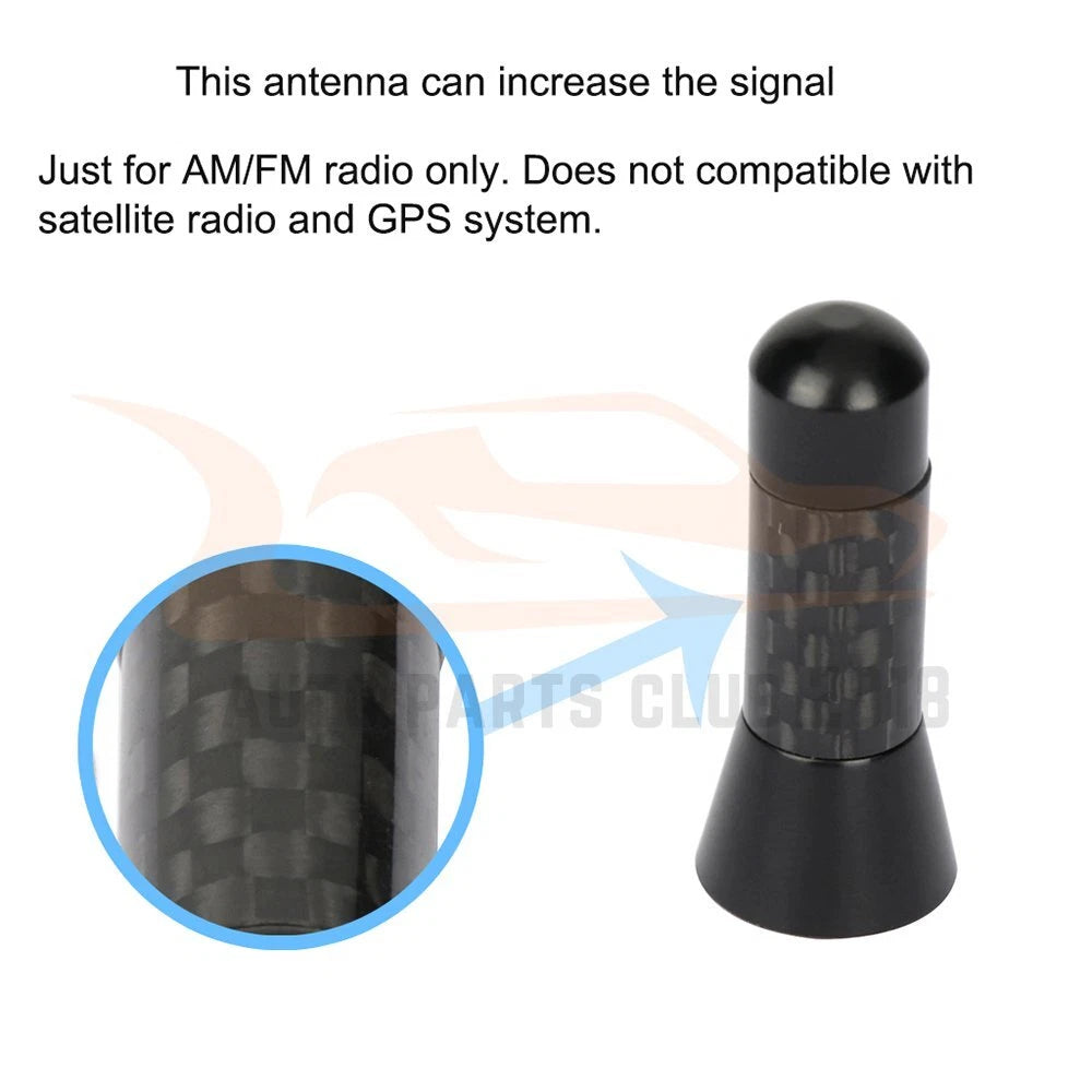 Stubby Carbon Fiber AM/FM Radio Antenna for Universal Fit (1.4")