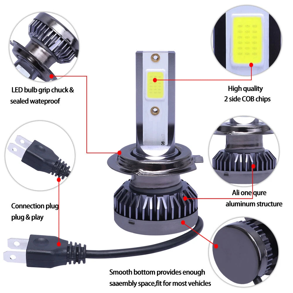 2X 6000K LED Headlight Hi-Lo Beam Fog Light Bulbs for Cadillac Escalade (2007–2014)