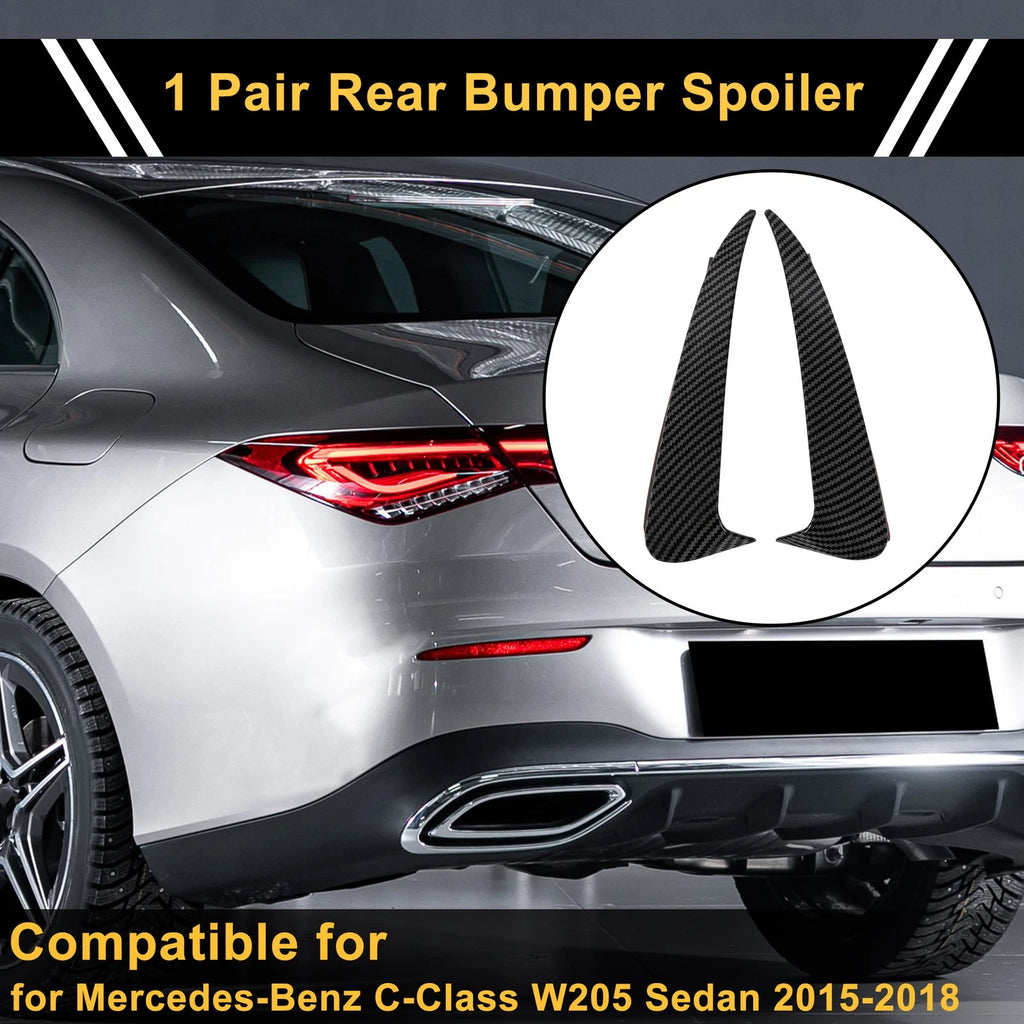 1 Pair Rear Bumper Spoiler for Mercedes-Benz C-Class W205 (2015–2021) Black ABS