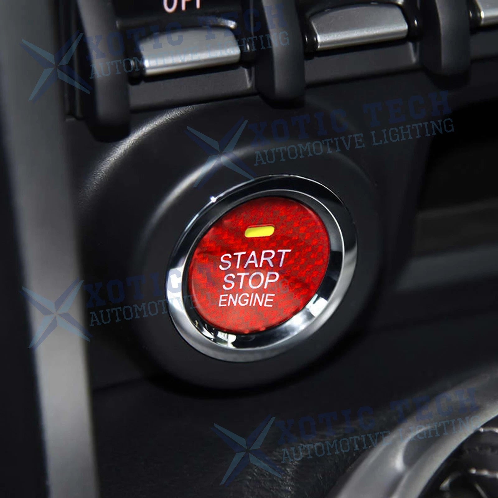 Red Carbon Fiber Engine Start Stop Push Button Cover for Hyundai (2018-2024)