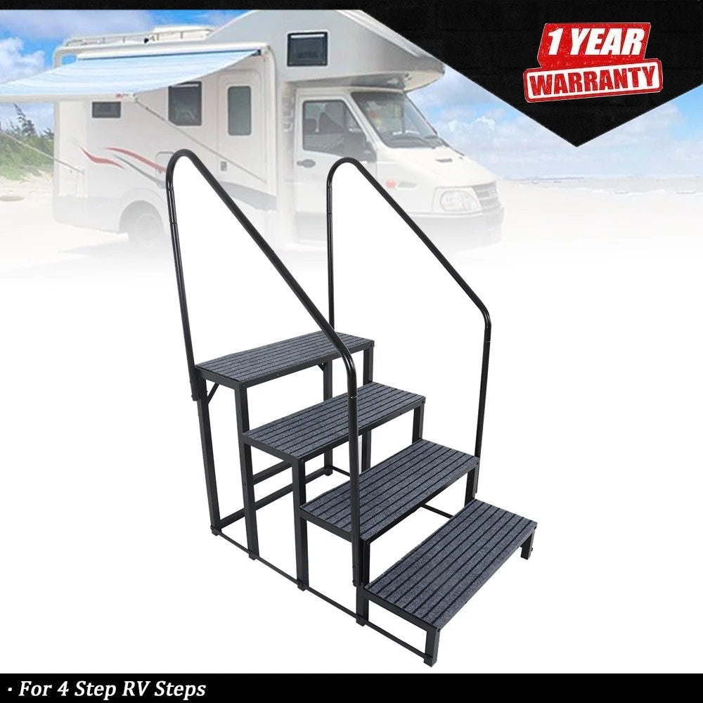 Set of 4 RV Steps for Hot Tub with 2 Handrails and Step Mat