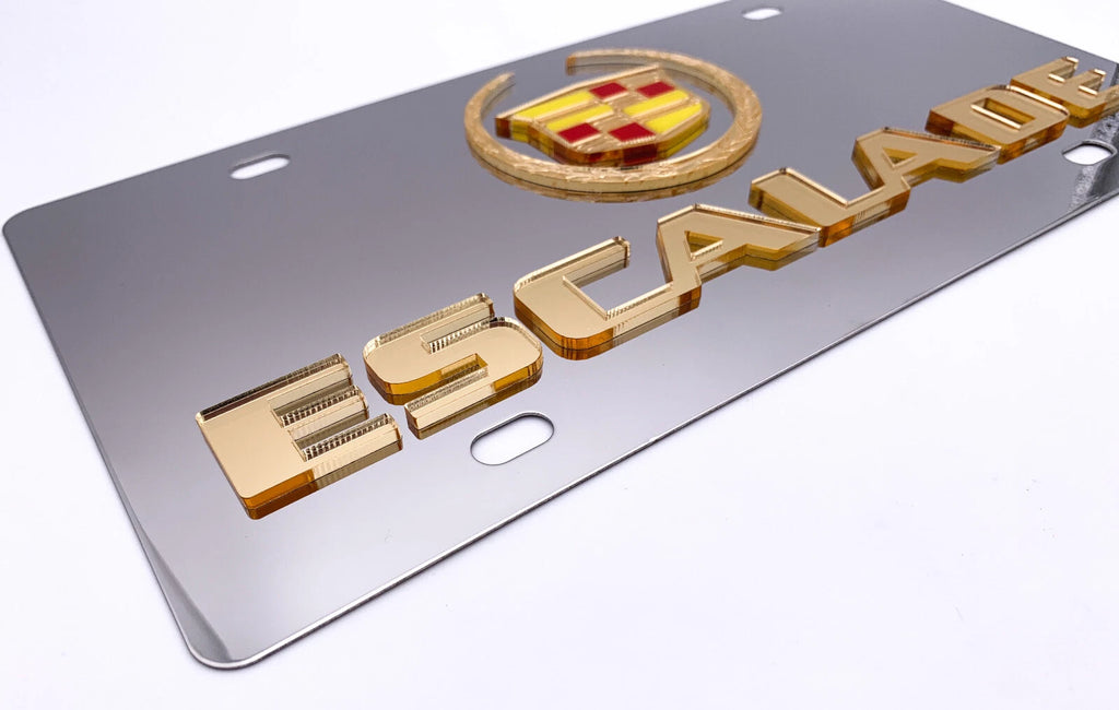 Licensed Emblem Mirror License Plate 3D Gold for Cadillac Escalade (2015–2020)
