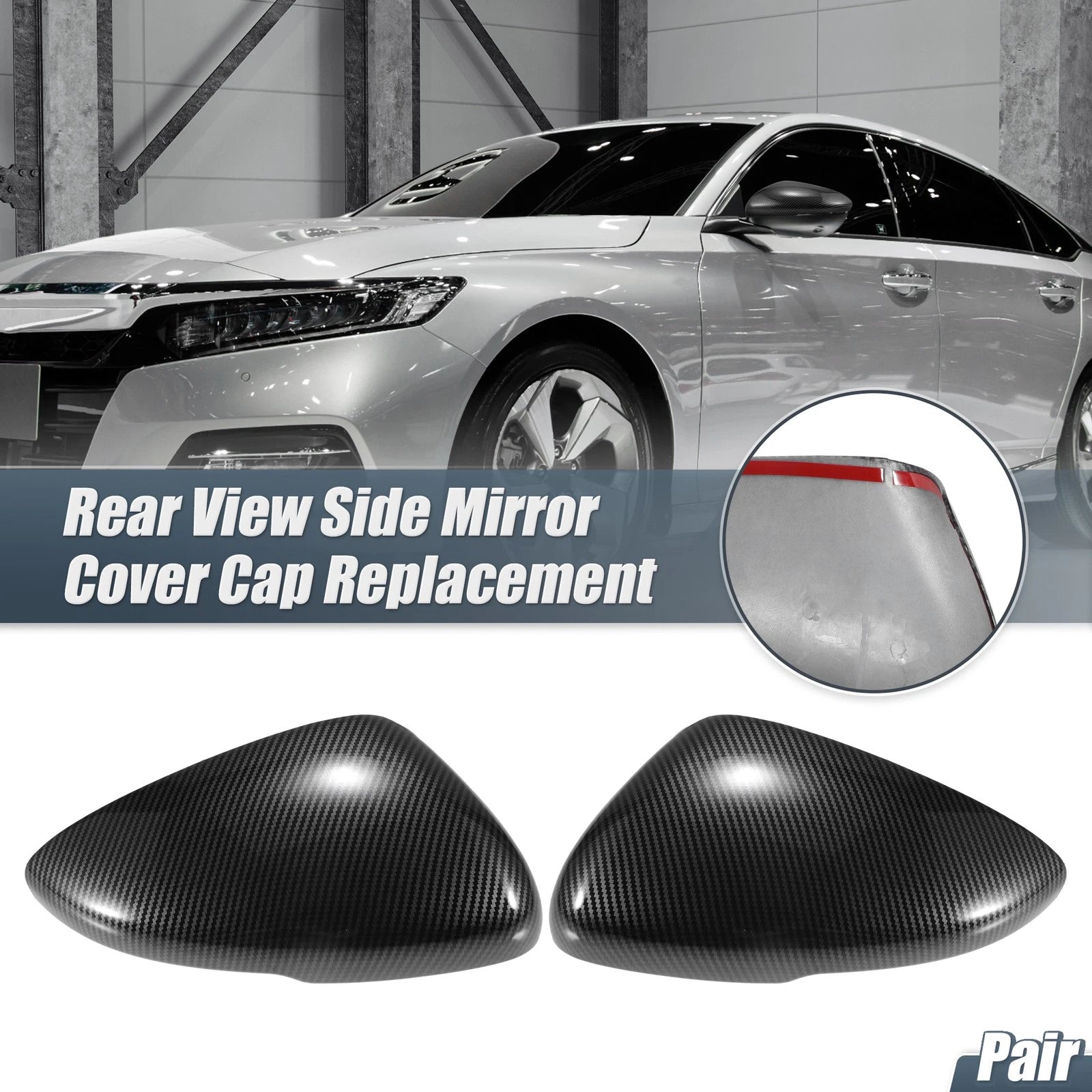 Pair Rearview Mirror Cover Overlay for Honda Accord (2018–2023) Carbon Fiber