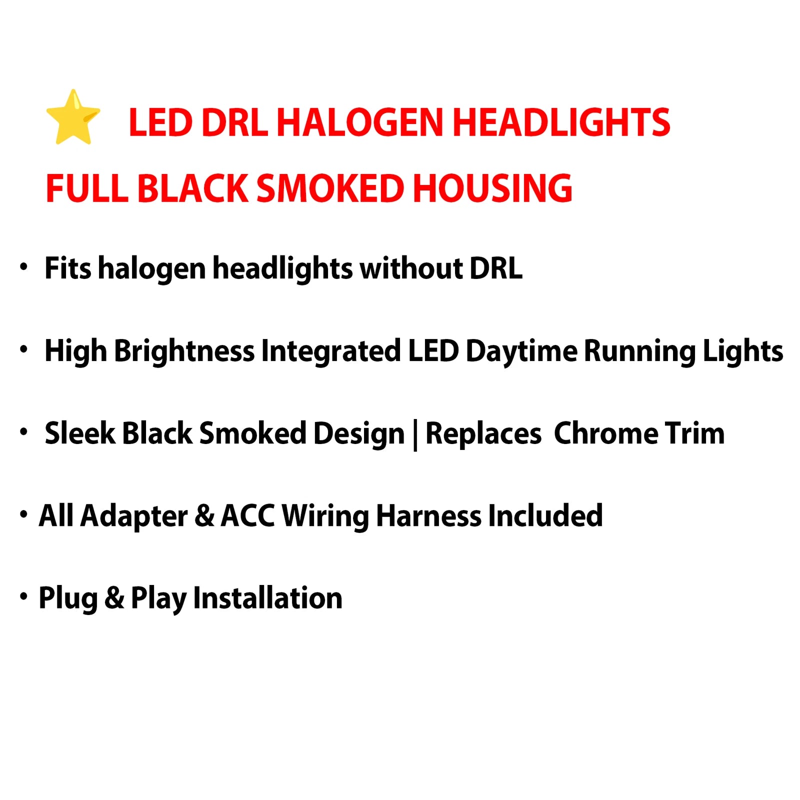 LED DRL Headlights for GMC Sierra 1500 2500HD 3500HD (2014–2018)