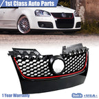 Glossy Black Front Bumper Upper Mesh Grille for Volkswagen GTI Jetta (2006–2009)