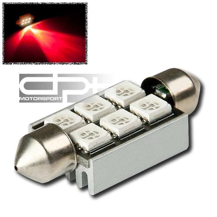 11x39mm 6 SMD 5050 Red LED Interior Dome/Trunk Light Bulb for Universal (12V)