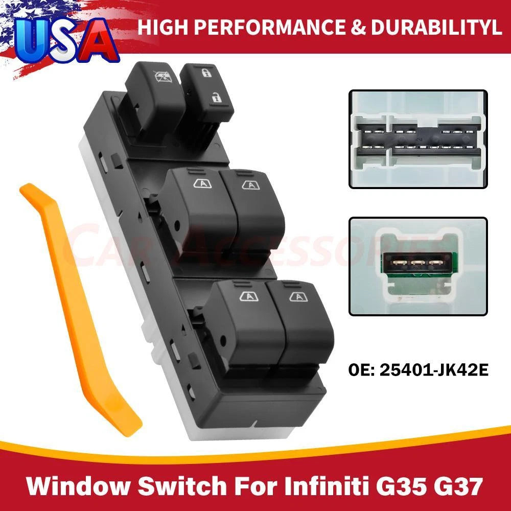 Front Left Master Power Window Switch for Infiniti G25 G35 G37 (2007–2013) 25401-JK42E