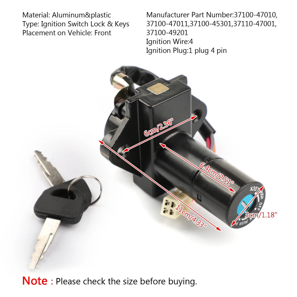 Ignition Switch Lock Keys for Suzuki GS GSX 250/400/550/750/1000 (1976–2000)