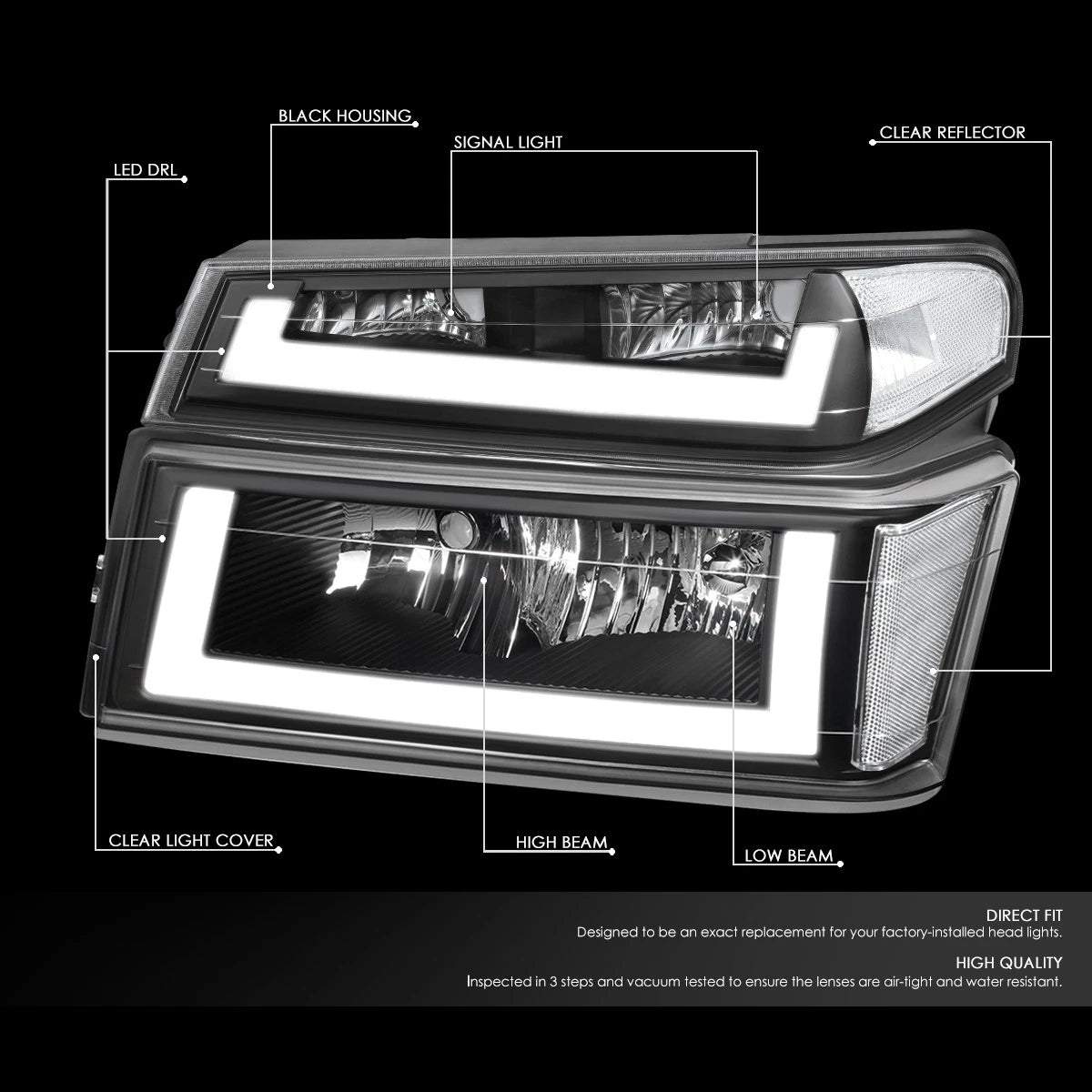 LED DRL Tube Headlight Bumper Lamp for Colorado Canyon (2004–2012)