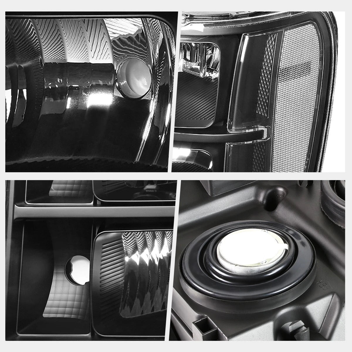 Black Housing Headlight Clear Corner Signal Lamps for GMC Sierra (2007–2014)