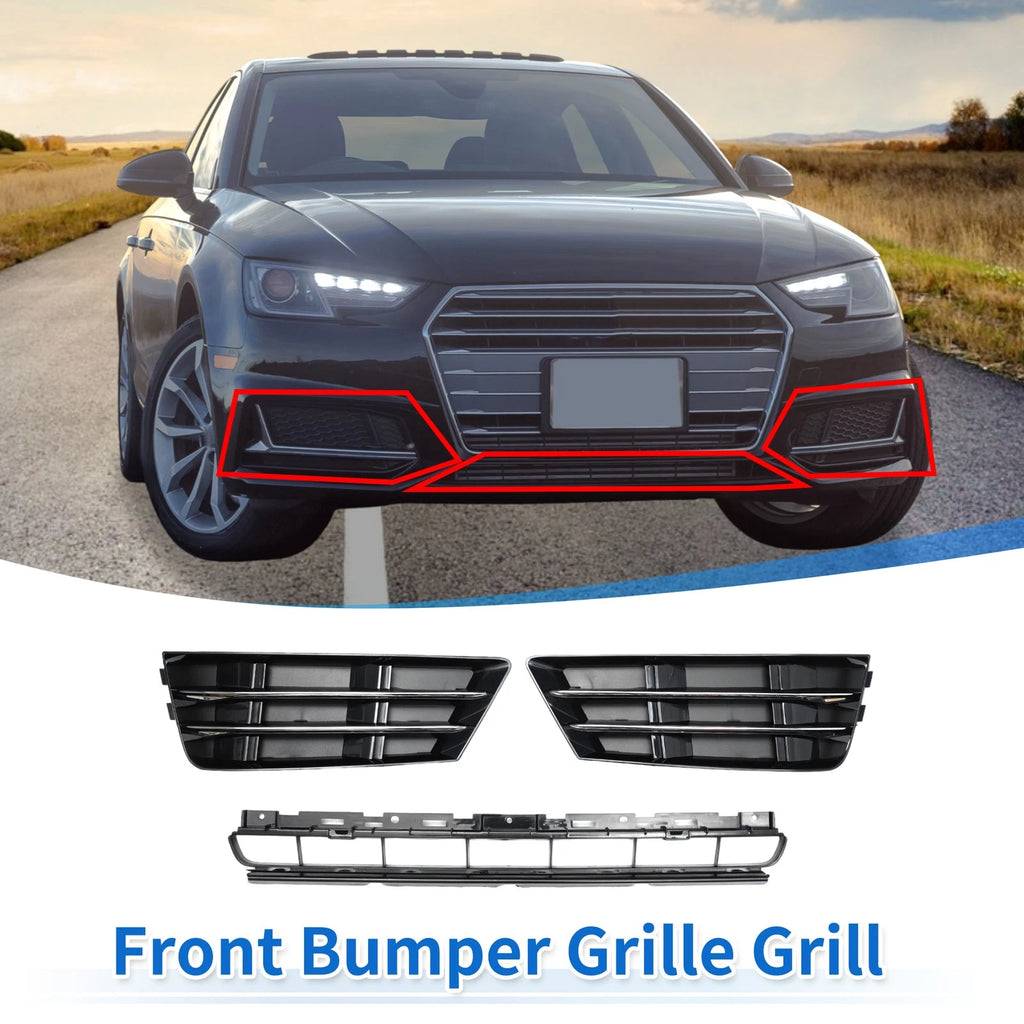Front Lower Bumper Grille for Audi A4 B9 (2016–2018) Black with Square Hole
