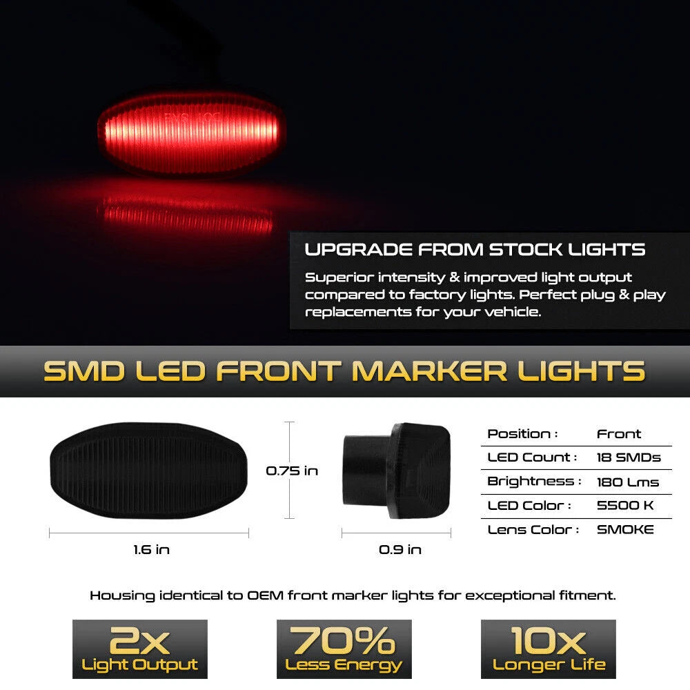 Smoked Red LED Fender Marker Lights for Ford F150 SVT Raptor (2017–2023)