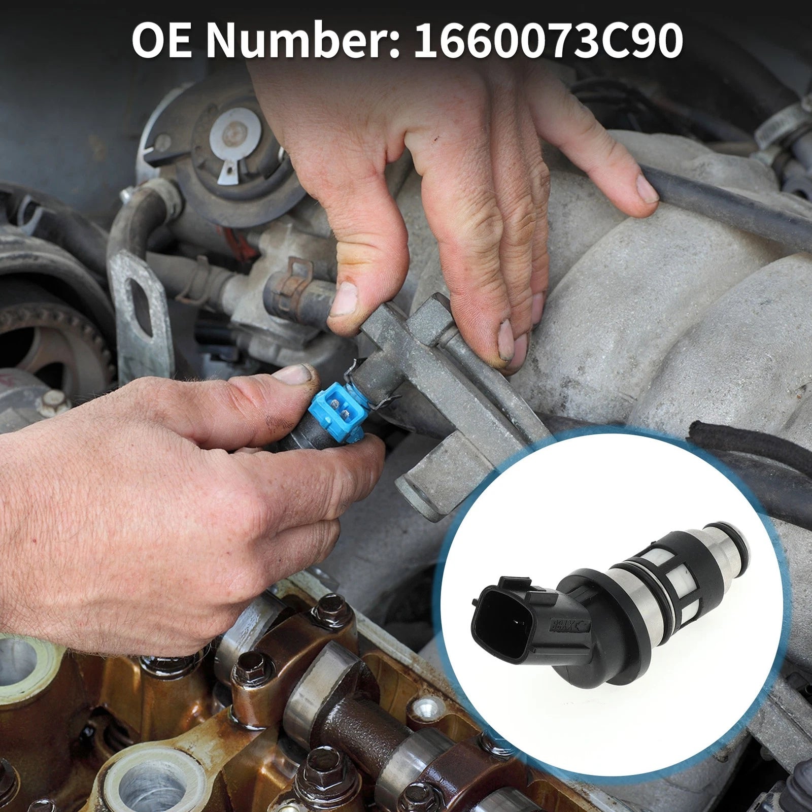 Fuel Injector No. 1660073C90 for Nissan Tsuru 1.6L (2002–2017) 1 Pc Black