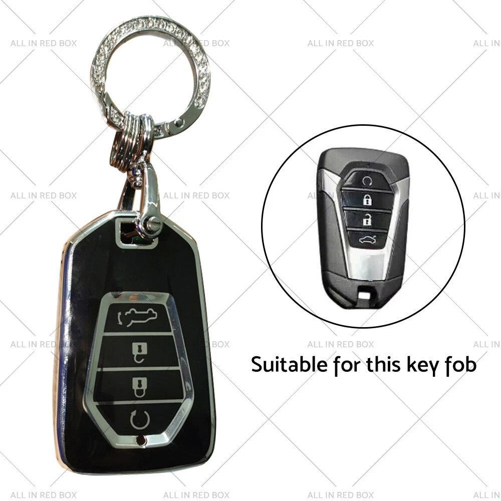 TPU Key Fob Cover for Isuzu D-MAX MU-X MUX (2012–2023) 4 Button Black