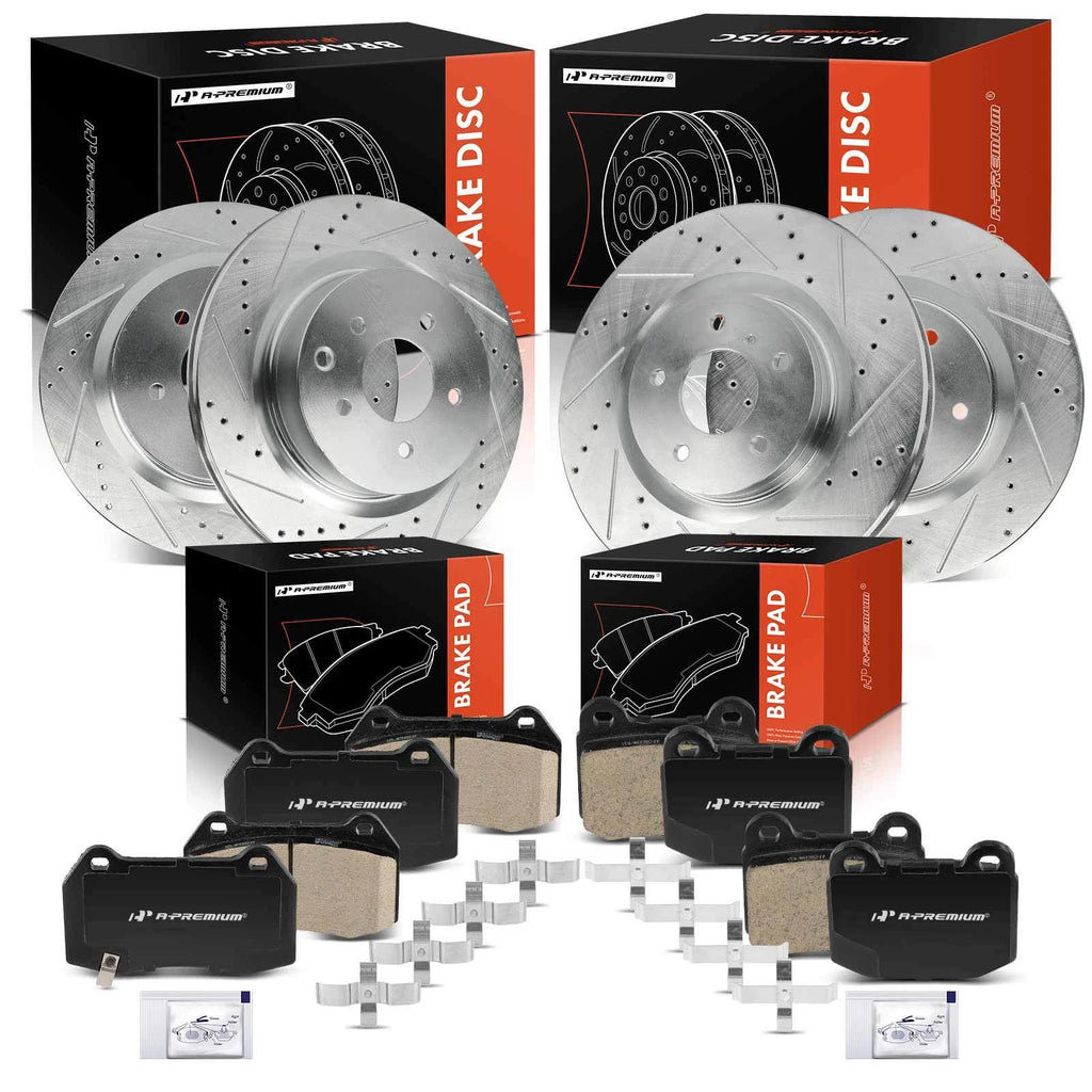 Set of 4 Drilled Brake Rotors & Ceramic Pads for Infiniti Nissan