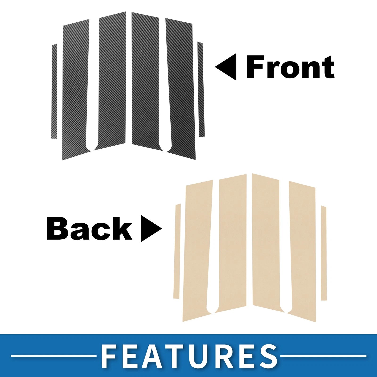 Set of 6 Door Pillar Window Trim for Mitsubishi Lancer (Carbon Fiber)