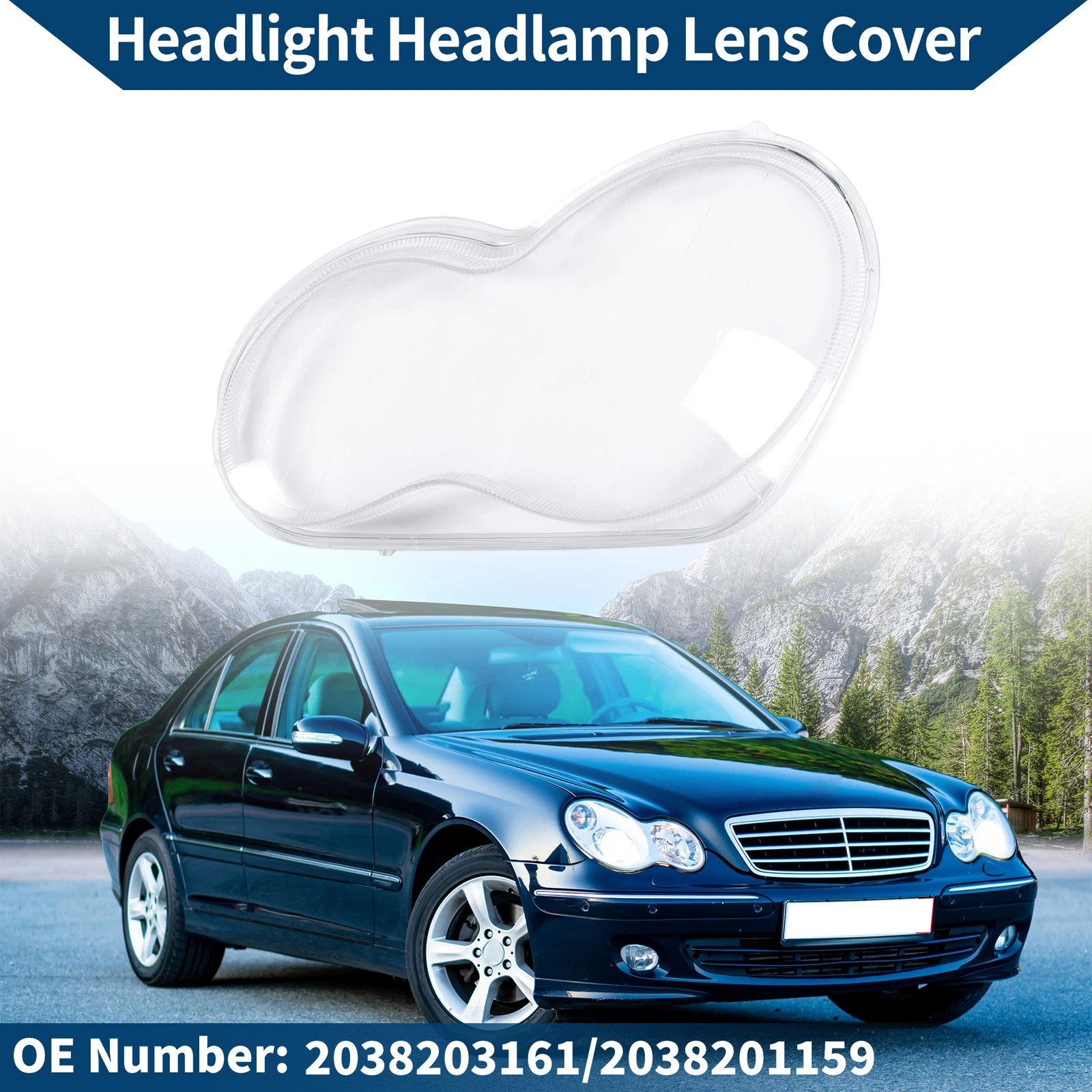 1 Pc Front Left Headlight Lens Cover for Mercedes-Benz (2003–2009) No. 2038203161 Clear