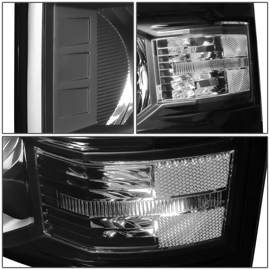 Pair of Black/Clear Signal Headlight Lamps for Chevy Silverado (2014–2015)