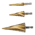 Set of 4 Pagoda Spiral Step Drill Bits for Metal Wood Brass Plastic 4122032mm