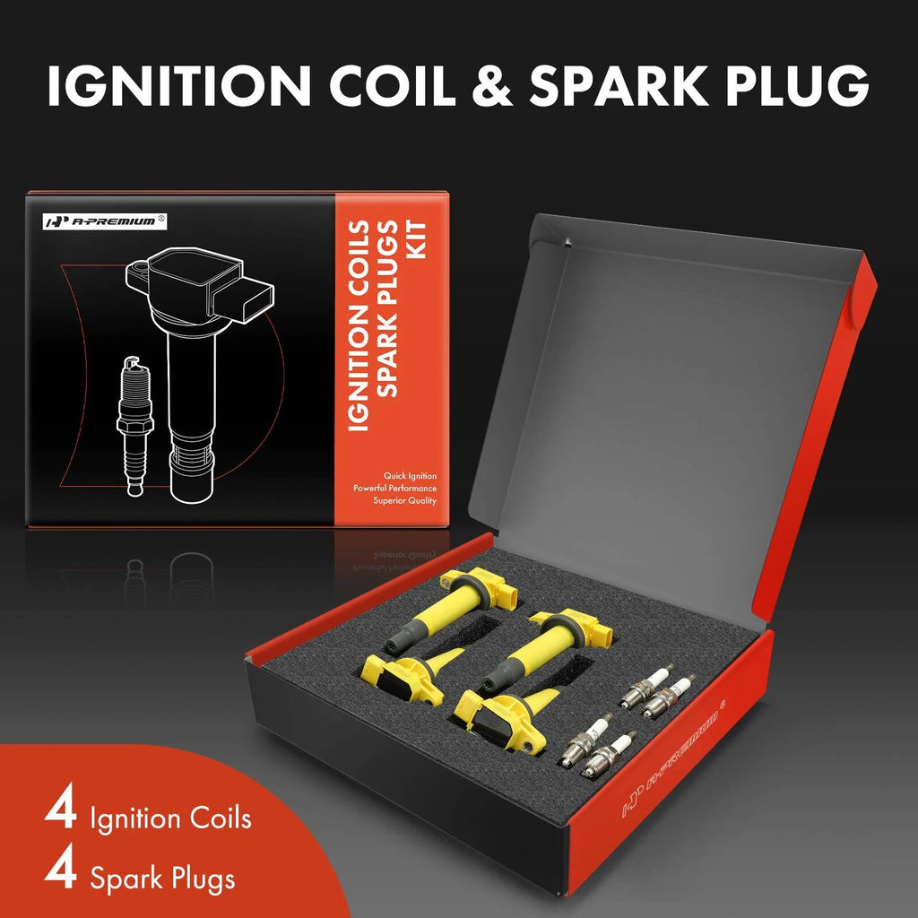 4x Ignition Coil & 4x Iridium Spark Plug for Toyota Prius Yaris Echo (2012–2015)