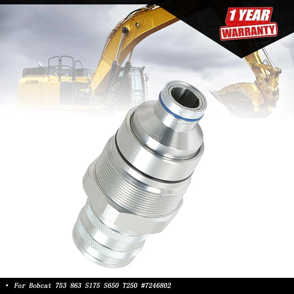 Female Flat Face Coupler for Bobcat 753, 863, S175, S650, T250 (2000–2023)