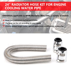 24" Stainless Steel Radiator Coolant Water Hose Kit Universal