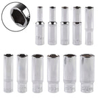 Socket Wrench Hex Socket Set of 4 Chromium-Vanadium Steel Deep Sockets
