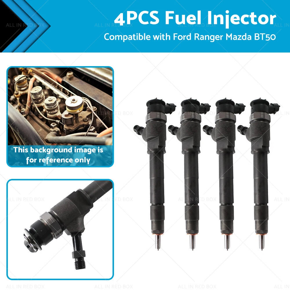 Set of 4 Diesel Fuel Injectors for Mazda BT50, Ford Ranger (PK, PJ) 0445110250