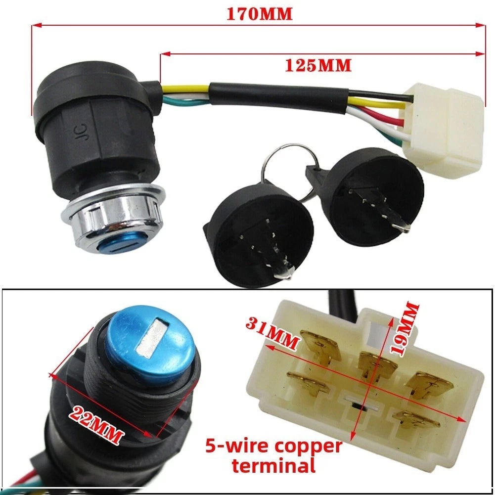 5-Wire Ignition Key Switch for 186F 192F Diesel Generator (Compatible)