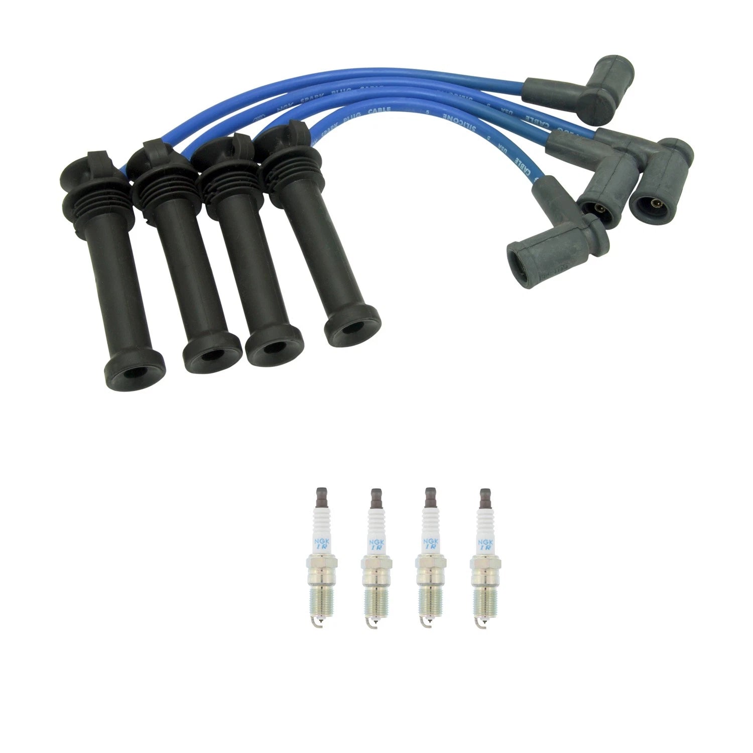 NGK 8mm Wire Set & 4 Iridium Spark Plugs for Ford Ranger L4 (2001–2011)
