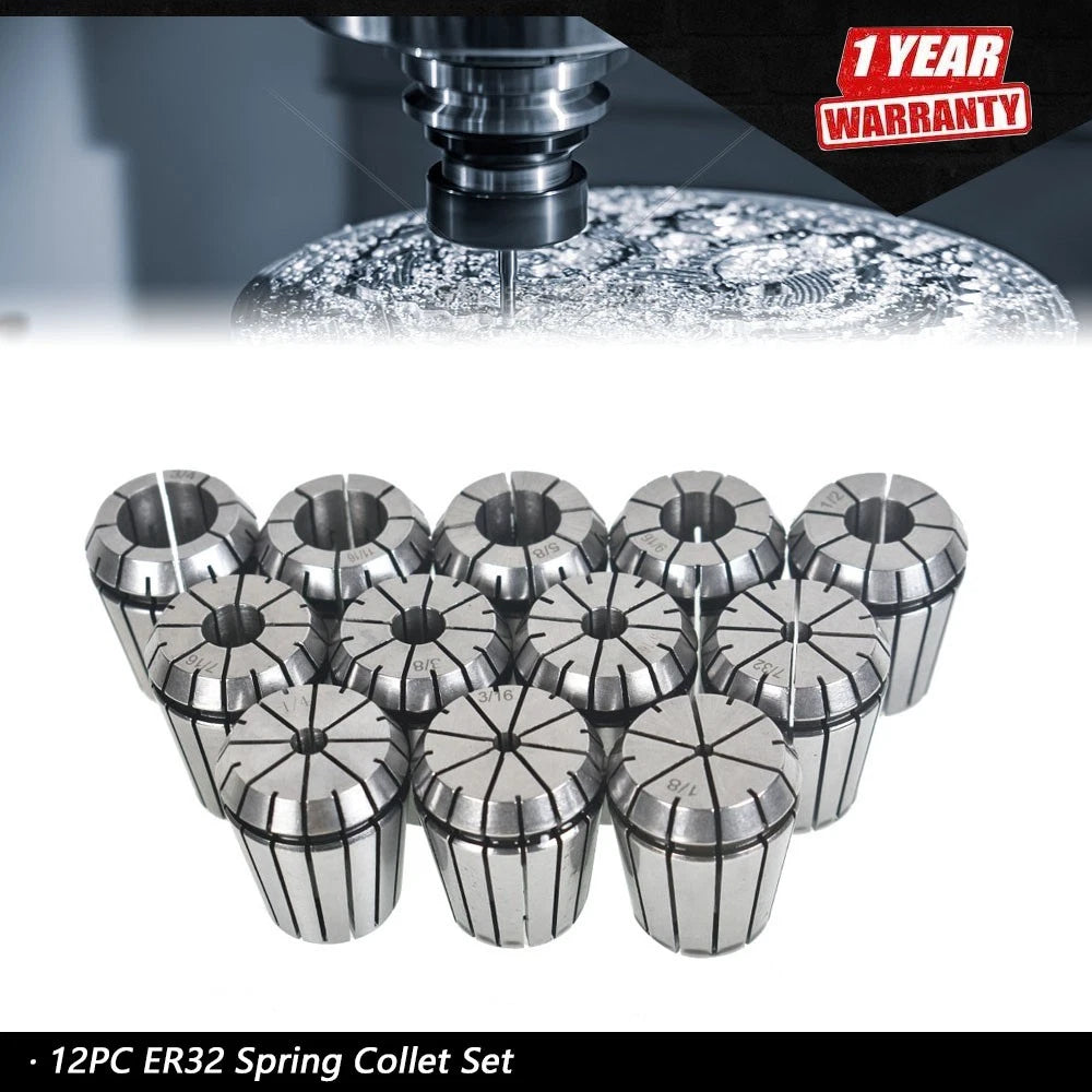 12Pcs ER32 Spring Collet Set for CNC Workholding (Engraving, Milling, Lathe)
