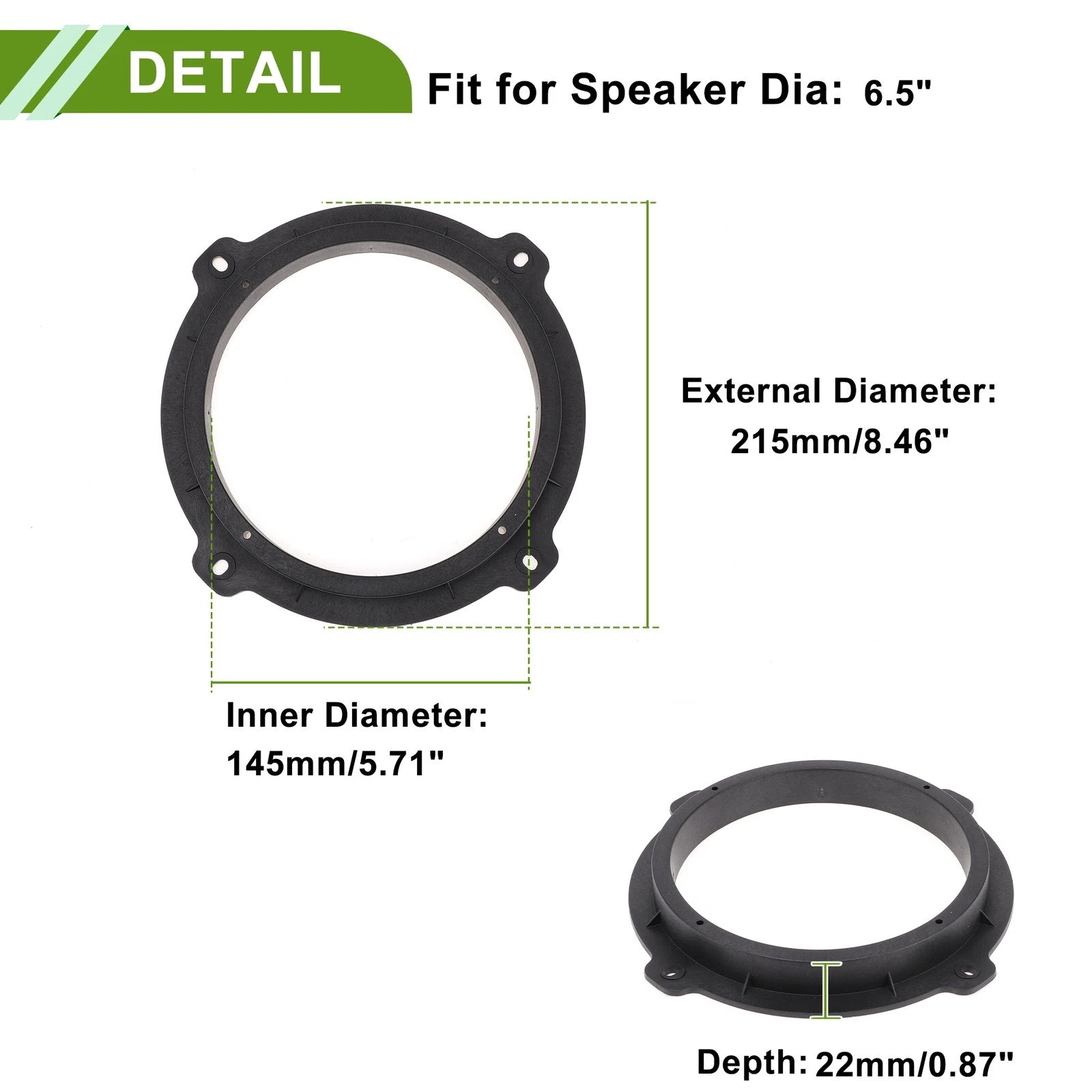 2X Speaker Spacer Ring Adapter for Kia Soul (6.5")