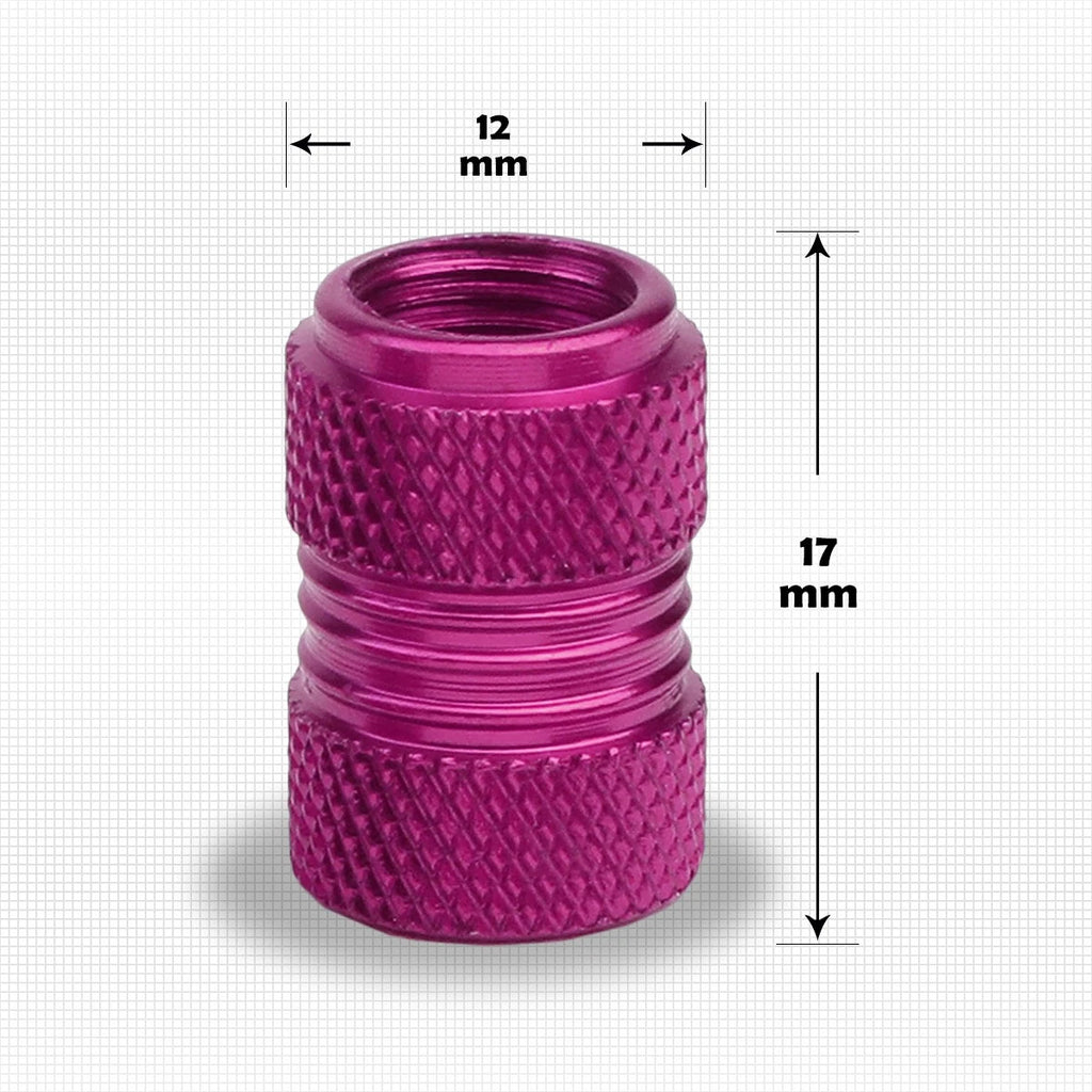 Set of 4 Aluminum Tire Stem Caps for Universal Vehicles (17mm, Purple)