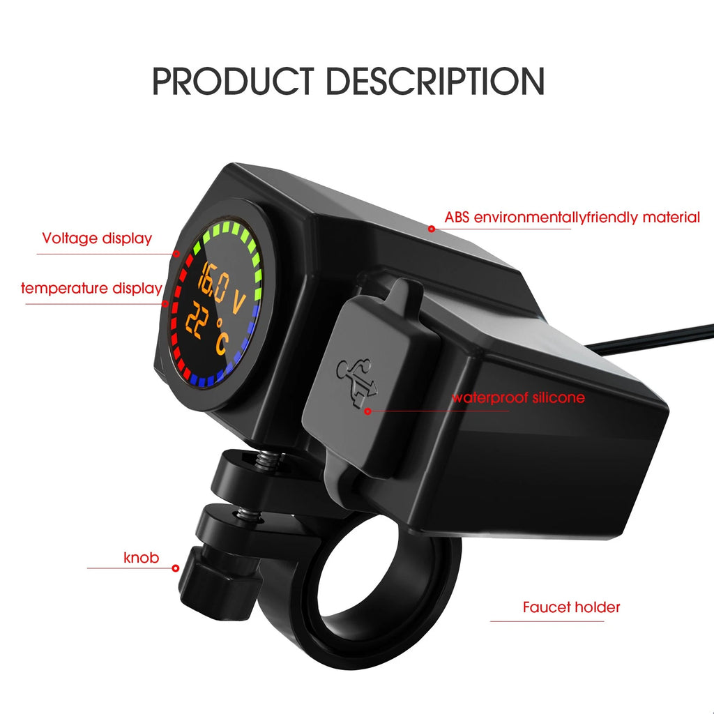 Universal Phone Charge Bracket for Moto Scooter (Volt Temperature Meter)