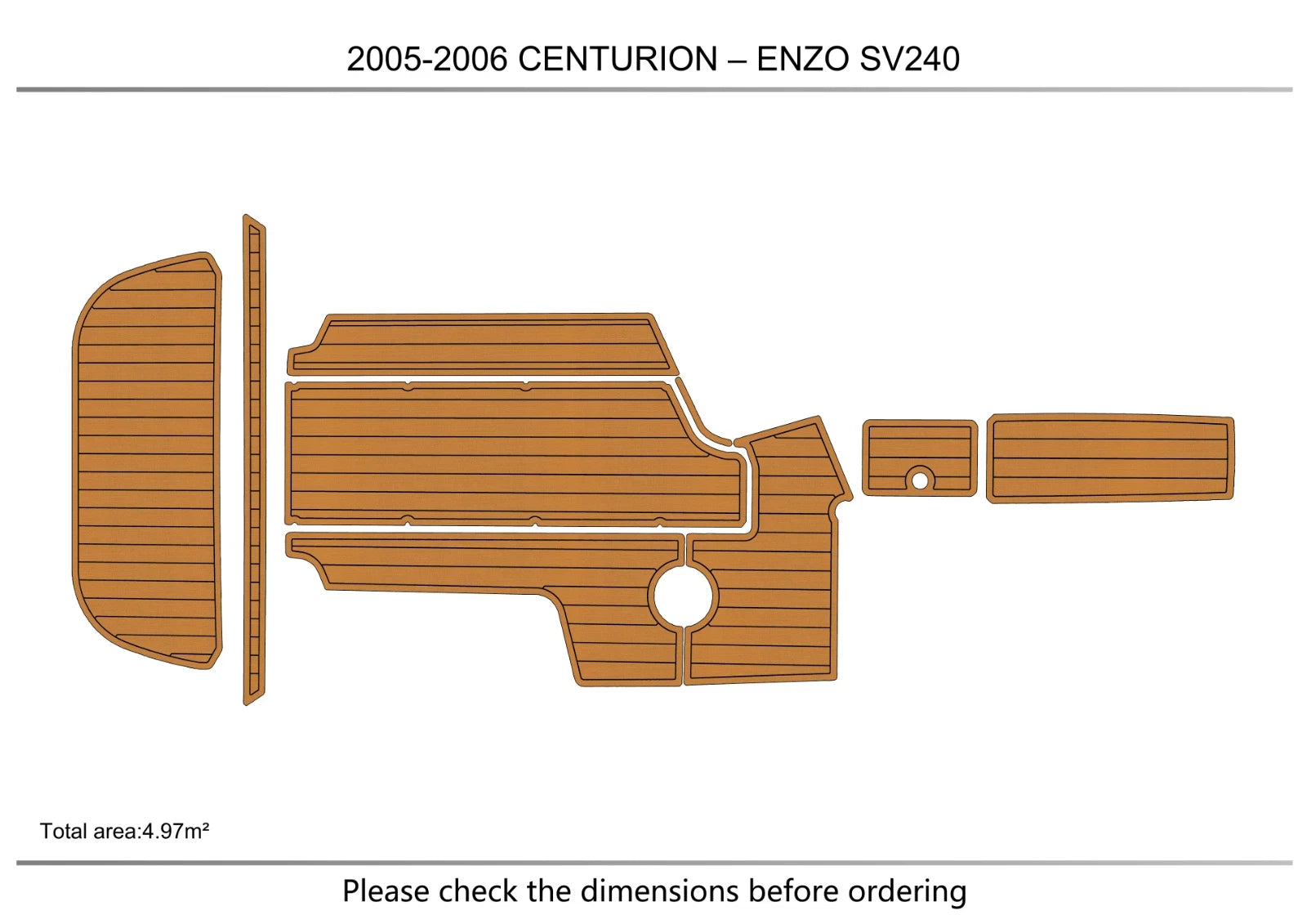EVA Foam Teak Deck Flooring for Centurion Enzo SV240 (2005)