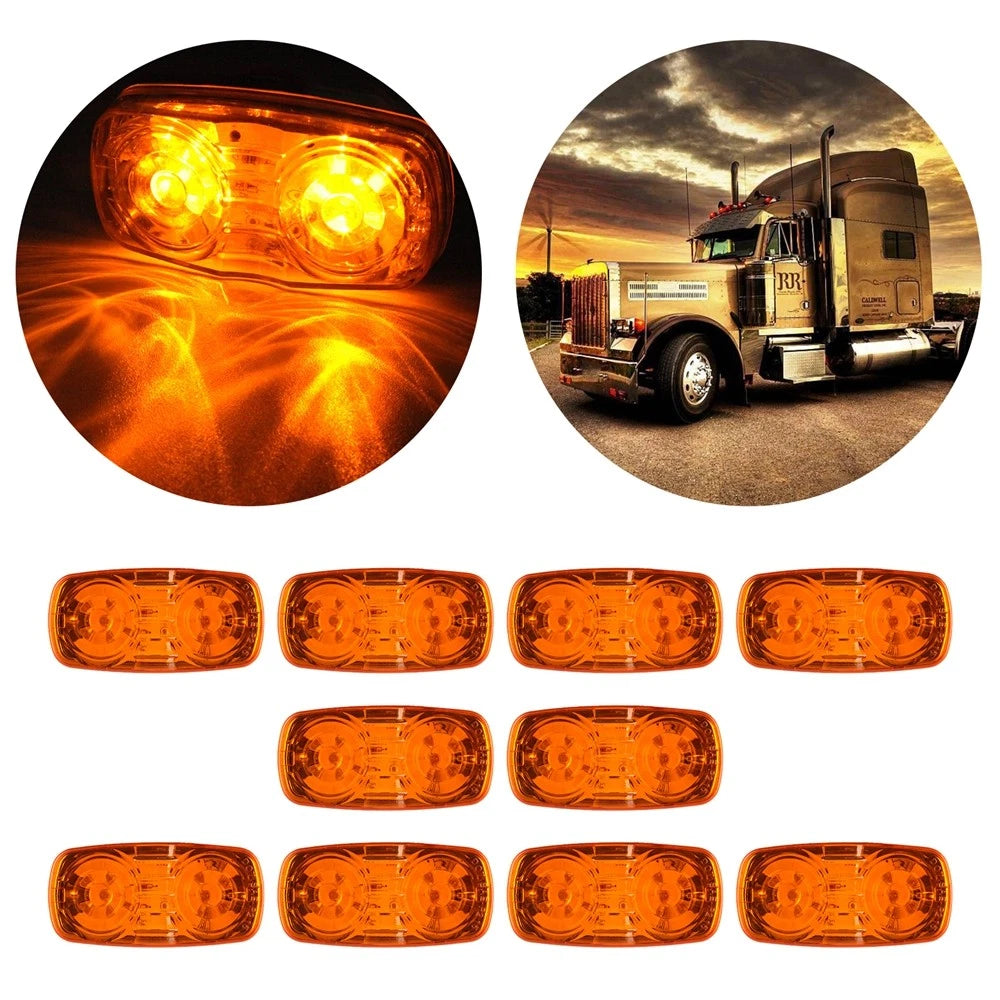 Set of 4 Amber 4'' Bulls Eye RV Trailer Side Marker Lights 12 Diodes 12V
