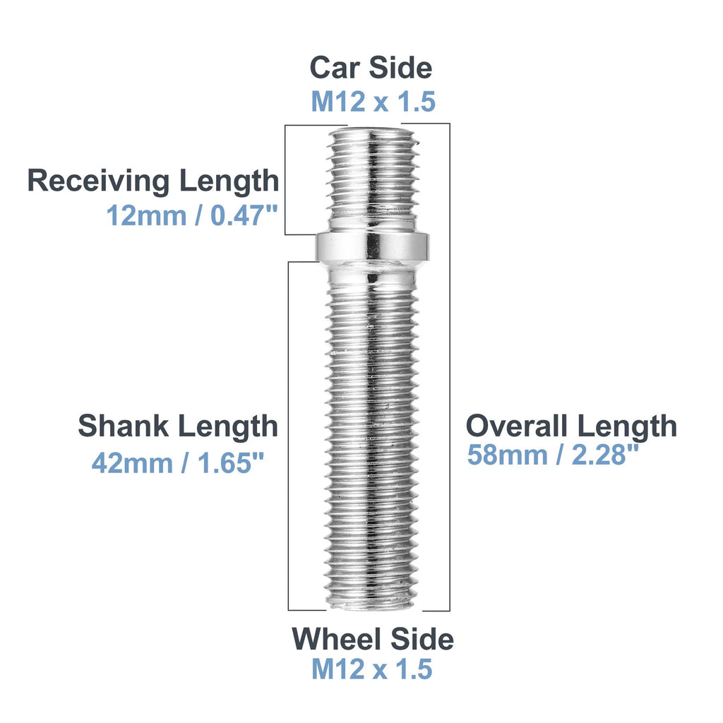 10 Pcs M12x1.5 Wheel Studs for BMW (Silver Tone)