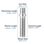 10 Pcs M12x1.5 Wheel Studs for BMW (Silver Tone)