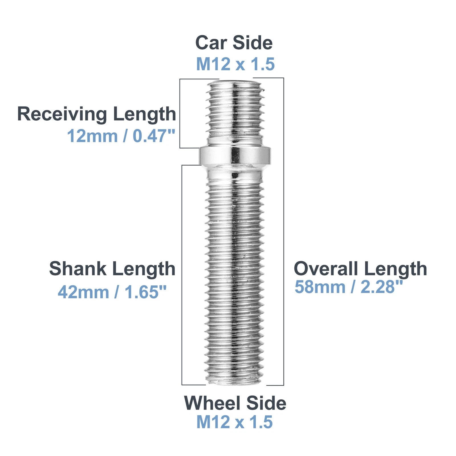 10 Pcs M12x1.5 Wheel Studs for BMW (Silver Tone)