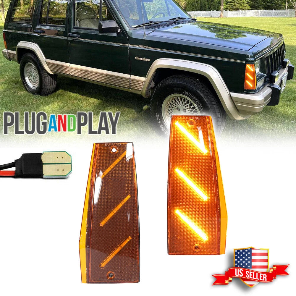 2X Amber LED Side Marker Lights for Jeep Cherokee Comanche Wagoneer (1984–1996)