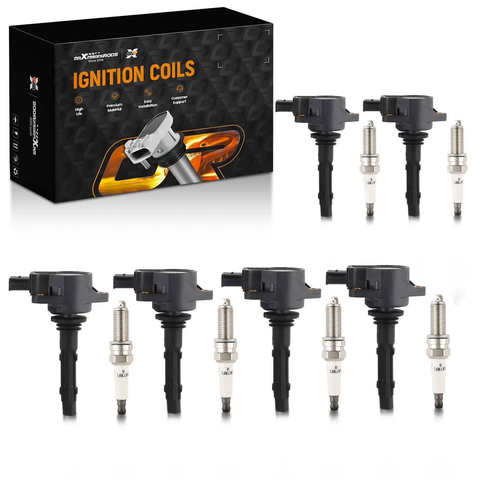 Set of 6 Ignition Coils & Spark Plugs for Mercedes-Benz SLK350 C230 C250 C280 C300