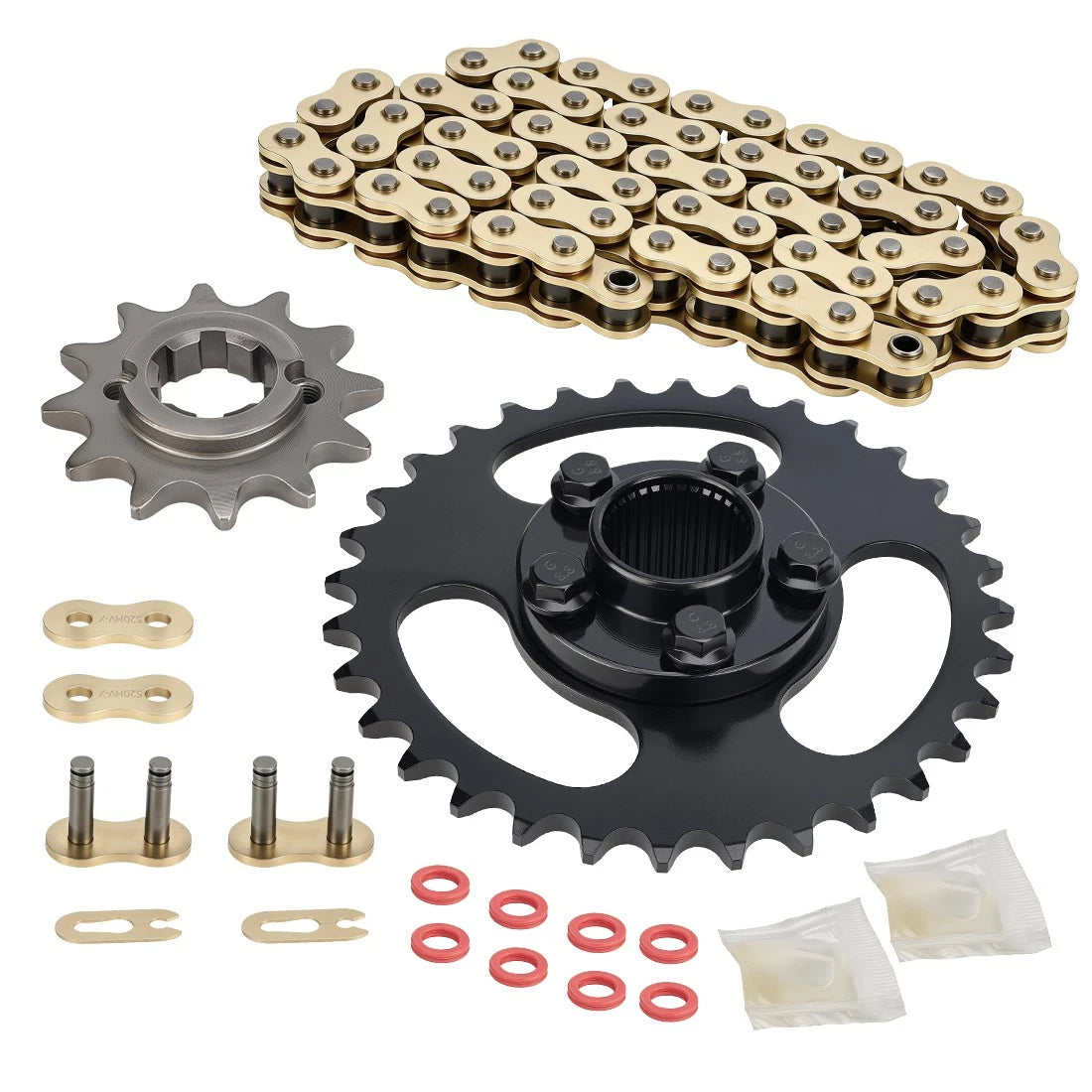 Gold Drive Chain & 12/32 Sprockets for Polaris RZR 170 (2017–2021)