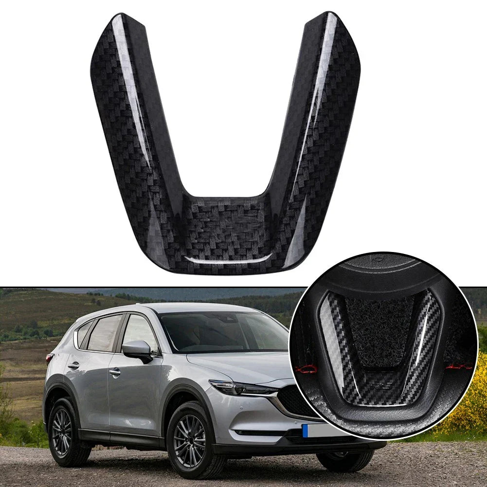 Carbon Fiber Style ABS Steering Wheel Center Trim Cover for MAZDA 3 CX-5 CX-9