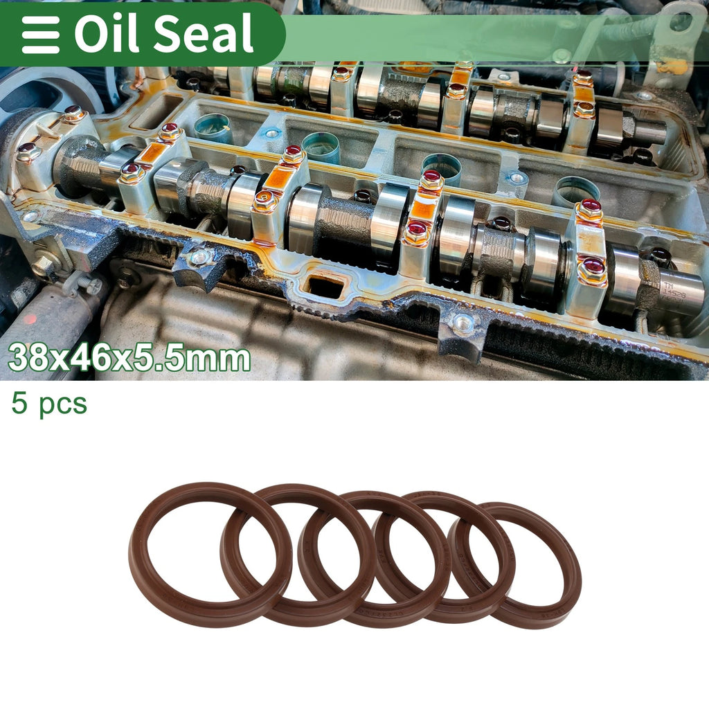 Set of 5 Oil Seal Rotary Shaft Seal FKM Rubber 38x46x5.5mm