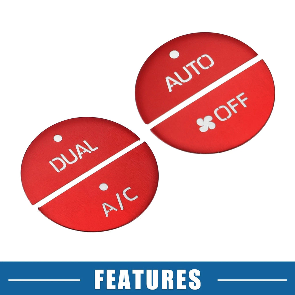 Set of 4 AC Switch Knob Cover Trim for Toyota RAV4 (2019–2022) Aluminum Red