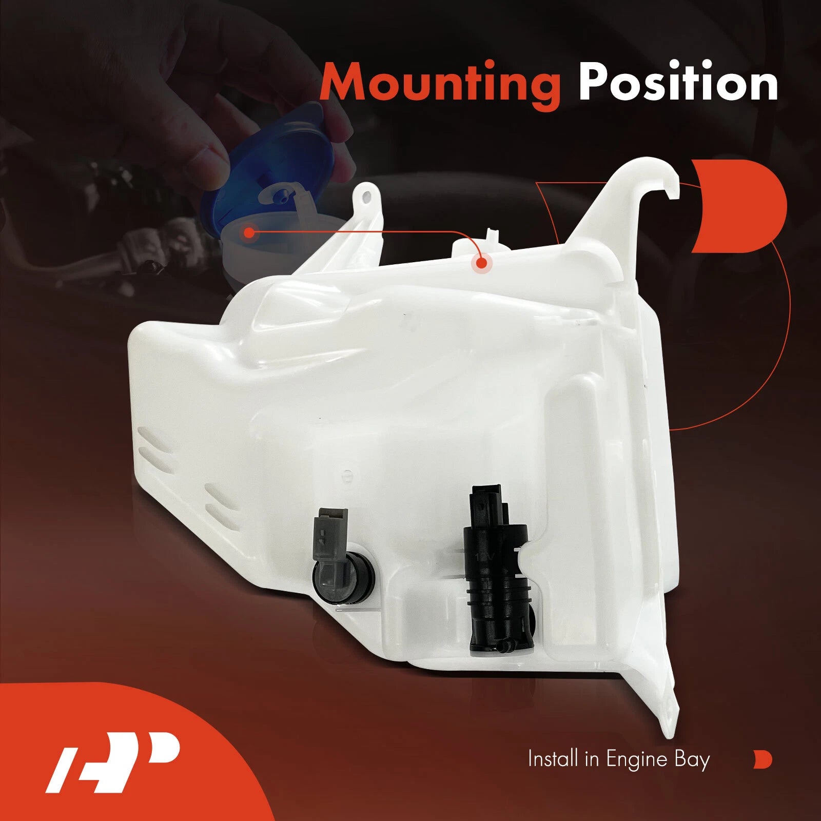Windshield Washer Reservoir with Pump & Cap for Nissan Sentra (2020)
